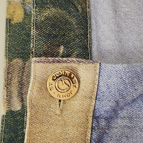 St John Sport Rare Floral  Castle Country Print Straight leg Denim Pants Size 8 - Picture 7 of 14